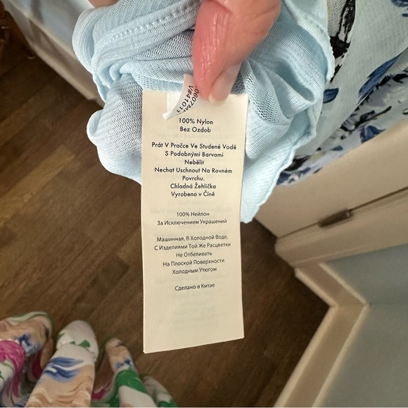 Diane Von Furstenberg Nala Dress Blue & Yellow Floral Babydoll Short Sleeve Sz M - Picture 9 of 13